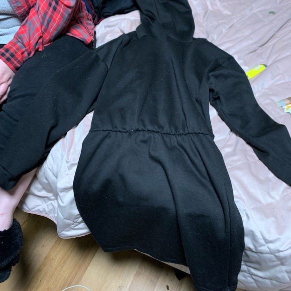 Black hooded sweatshirt dress - Picture 2 of 3